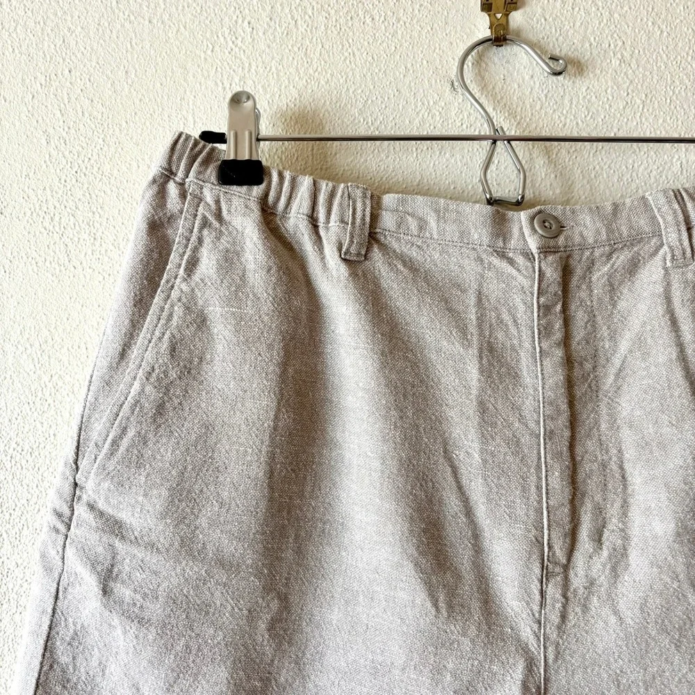 Vintage Field Gear Linen Cotton Shorts Beige High Rise Elastic Waist Women's 12 - Picture 4 of 8